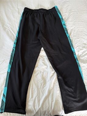 Nike Black Thermafit Sweatpants with Teal Side Stripes